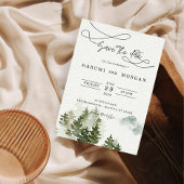 フォレストウォーターカラーイラストレーション結婚式招待状 招待状