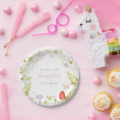 フォレストウォーターカラーグリーンリーフェアリー最初の誕生日 ペーパープレート (パーティー)