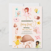 フォレストウォーターカラーグリーンリーフェアリー最初の誕生日 招待状 (正面)