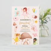 フォレストウォーターカラーグリーンリーフェアリー最初の誕生日 招待状 (スタンド正面)