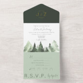 フォレストウォーターカラー結婚式招待状 オールインワン招待状 (内側)