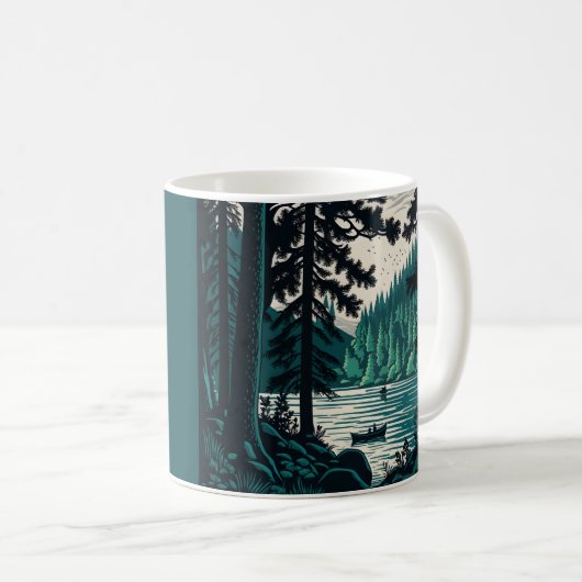 フォレストウッズ自然ヴィンテージ北部風景茶 コーヒーマグカップ (正面右)