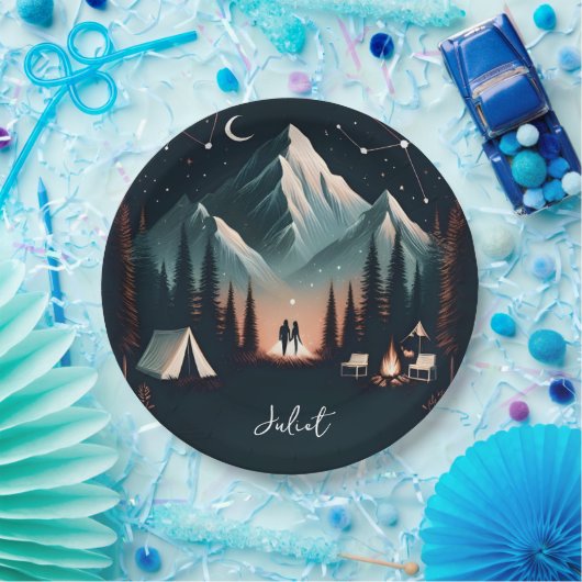 フォレストウッドスカイツリーファイアーキャンピングブライダルシャワー ペーパープレート (パーティー)