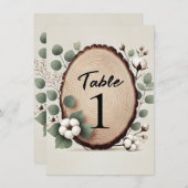 フォレストウッドユーカリ綿素朴表番号 招待状 (正面/裏面)