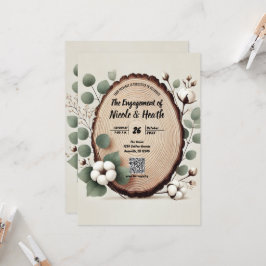 フォレストウッドユーカリ&コットン素朴婚約 招待状