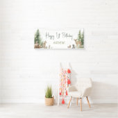 フォレストウッドランドアニマルズハッピーバースデーへようこそ 横断幕 (インサイチュ)