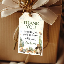 フォレストウッドランドアニマルズパーティーサンキューメッセージカード