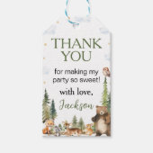 フォレストウッドランドアニマルズパーティーサンキューメッセージカード ギフトタグ (正面)