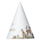 フォレストウッドランドアニマルズ子供の誕生日 パーティーハット (正面)