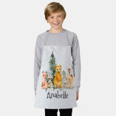 フォレストウッドランドアニマルズ鹿キツネクマ エプロン (着用した状態)