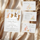 フォレストウッドランドカンガルー赤ちゃんシャワーおむつラッフル エンクロージャーカード