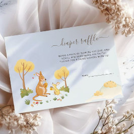 フォレストウッドランドカンガルー赤ちゃんシャワーおむつラッフル エンクロージャーカード