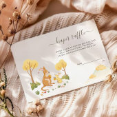 フォレストウッドランドカンガルー赤ちゃんシャワーおむつラッフル エンクロージャーカード