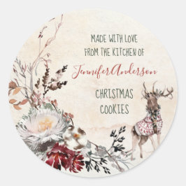 フォレストウッドランドディアクリスマスベーカリー焼いたクッキー ラウンドシール