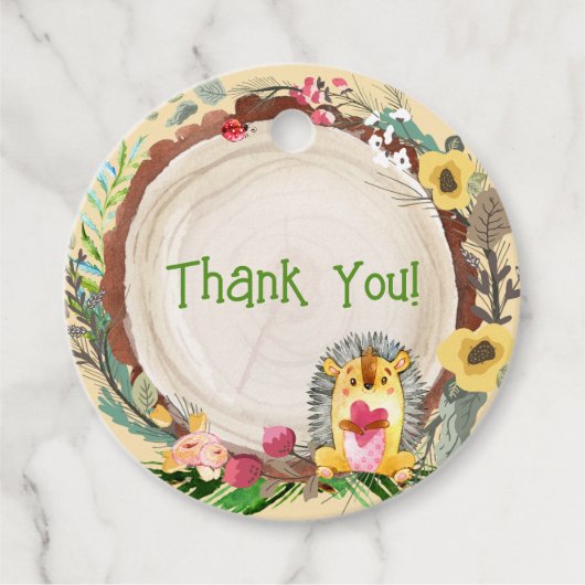 フォレストウッドランドパーソナライズされた誕生日 フェイバータグ (正面)