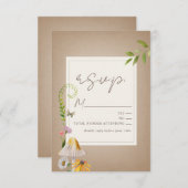 フォレストウッドランドフローラ結婚のカードストック 出欠カード (正面/裏面)