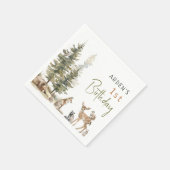 フォレストウッドランド動物の誕生日パーティナプキンス スタンダードカクテルナプキン (角)