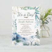 フォレストウッドランド金ゴールドカントリーシカボーイベビーシャワー 招待状 (スタンド正面)