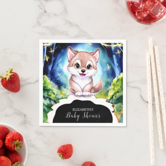 フォレストウルフカラフルベビーシャワー紙 スタンダードカクテルナプキン (インサイチュ)