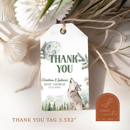 フォレストウルフベビーシャワーギフトラベル ギフトタグ