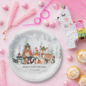 フォレストウ霜の降りたィンターウッドランドベビーアニマルズホリデー ペーパープレート (パーティー)