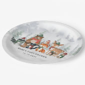 フォレストウ霜の降りたィンターウッドランドベビーアニマルズホリデー ペーパープレート (アングル)