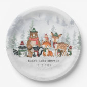 フォレストウ霜の降りたィンターウッドランドベビーアニマルズホリデー ペーパープレート (正面)