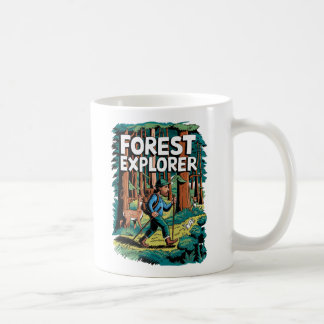 フォレストエクスプローラーのヴィンテージハイキングイラスト コーヒーマグカップ