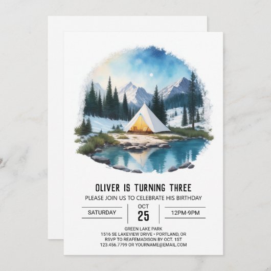 フォレストエクスプローラーキッズ誕生日招待状 招待状 (正面/裏面)