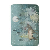 フォレストエルク フルムーン 雪 水彩画 バスマット (正面縦)