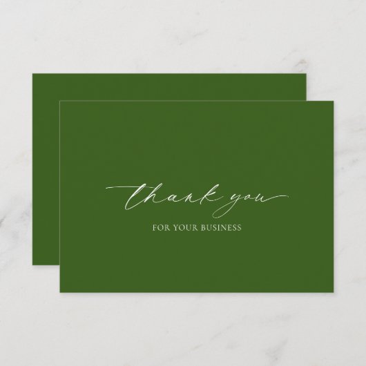 フォレストオリーブシンプルグリーンエレガントモダンビジネス サンキューカード (正面/裏面)