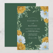 フォレストオーカーの野生の花の結婚式 招待状 (正面/裏面)