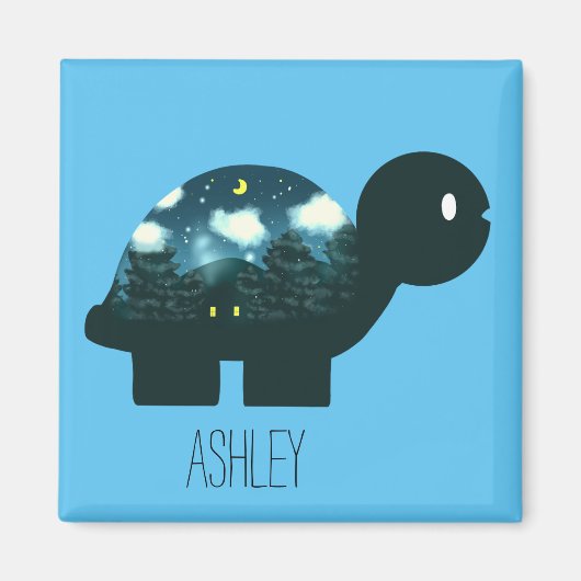 フォレストカメの夜空キャビン マグネット (正面)