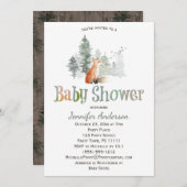 フォレストカントリーキツネベビーシャワー 招待状 (正面/裏面)