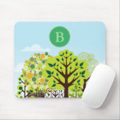 フォレストガーデンモダンアートグリーン自然モノグラム マウスパッド (マウス)