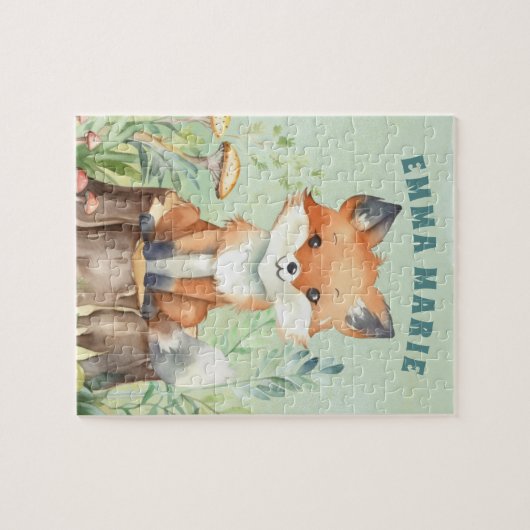 フォレストキツネウッドランドアニマルキッズパーソナライズされた ジグソーパズル (横)