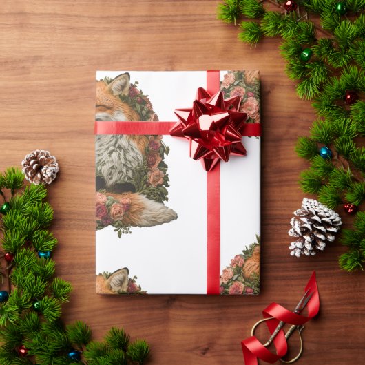 フォレストキツネ刺繍。キツネは自然の証しだ ラッピングペーパー (クリスマスギフト)