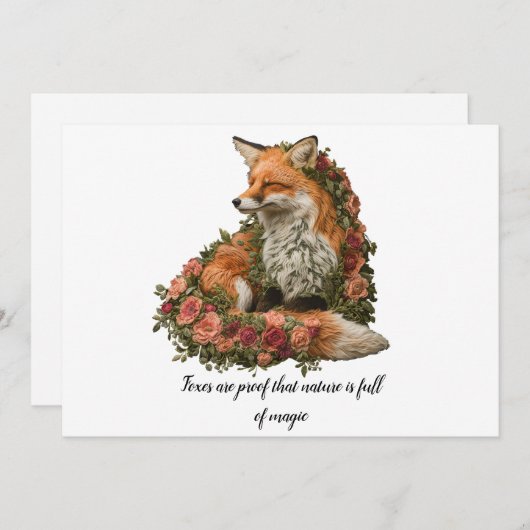 フォレストキツネ刺繍。キツネは自然の証しだ 招待状 (正面/裏面)