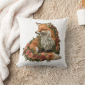 フォレストキツネ刺繍 クッション (ブランケット)