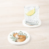 フォレストキツネ |水彩の森林動物の緑 コースター (側面)