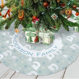 フォレストクリスマスネームキツネ柴犬スノーフレーク ブラッシュドポリエステルツリースカート