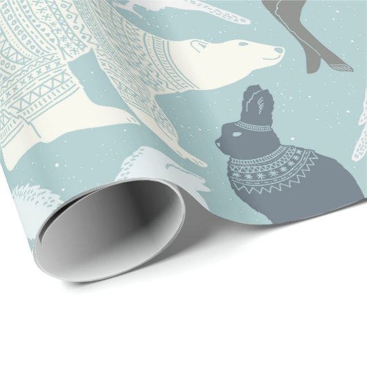 フォレストクリスマスバニーキツネディアベアバードリス ラッピングペーパー (ロールコーナー)