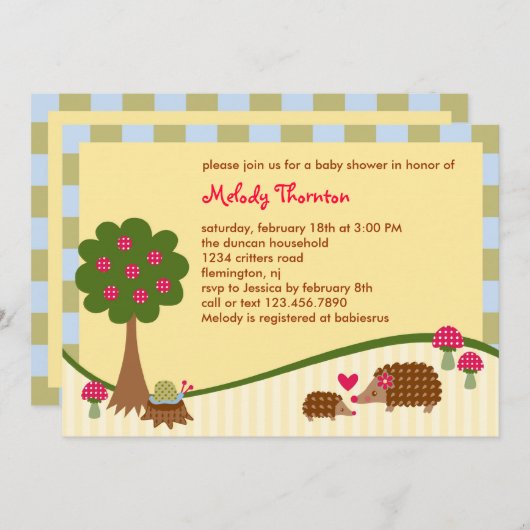 フォレストクリッターズベビーシャワー招待状 招待状 (正面/裏面)
