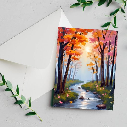 フォレストクリークの紅葉 水彩画カード