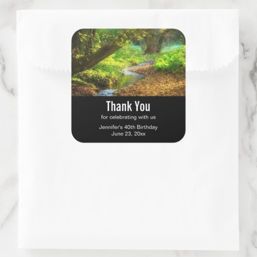 フォレストクリークビューティフル自然フォト誕生日 スクエアシール (バッグ)