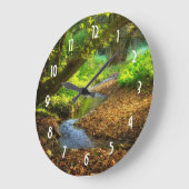 フォレストクリークビューティフル自然ランドスケープ写真 ラージ壁時計 (傾斜)