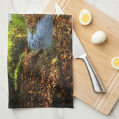 フォレストクリーク美しい自然景観写真 キッチンタオル (四つ折り)