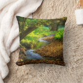フォレストクリーク美しい自然景観写真 クッション (ブランケット)