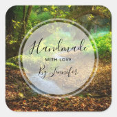 フォレストクリーク美しい自然景観写真 スクエアシール (正面)