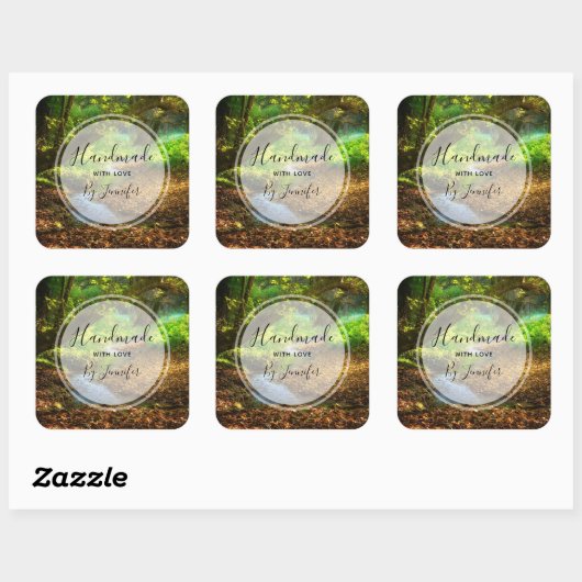 フォレストクリーク美しい自然景観写真 スクエアシール (シート)